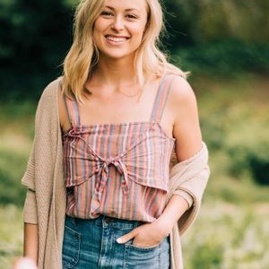 Madewell Rainbow Striped Tie Front Tank